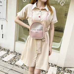 Pink semi-transparent mini backpack for women featuring Little Beauty printed design