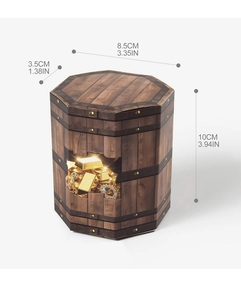Detailed size chart for hexagonal wood grain gift box with 10cm height and 8.5cm width