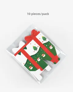 Flat folded Christmas gift boxes with 10 pieces pack featuring Santa and reindeer designs