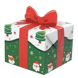 Festive Christmas candy gift box with red bow and cartoon Santa illustration 10pcs pack
