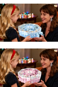 Detailed view of pink and blue 3D butterfly candy boxes with silk ribbons for gift giving