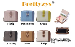 Detailed interior of a short PU leather wallet with card slots and a photo window