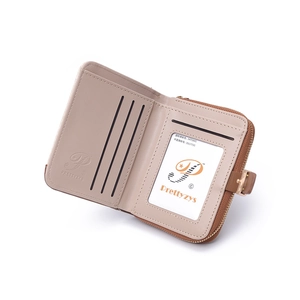 Detailed interior of minimalist faux leather bifold wallet with card slots and window