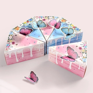 Boîtes à cadeaux mignonnes en forme de gâteau avec papillon 3D pour fête et mariage