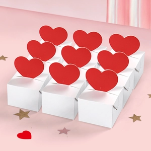 3D Rotes Herz Weiße Geschenkbox Faltbarer Karton Mini Mitbringsel Verpackung Für Valentinstag Hochzeit Party Süßigkeiten Box