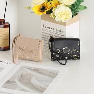 Chic women's small PU leather wallets featuring cherry floral print and wrist straps