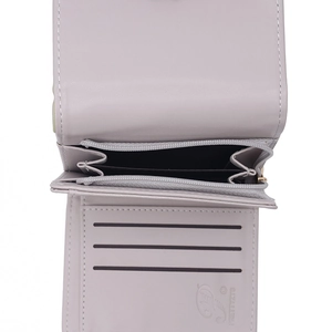 Lavender purple PU leather trifold wallet for women with card slots and coin pocket
