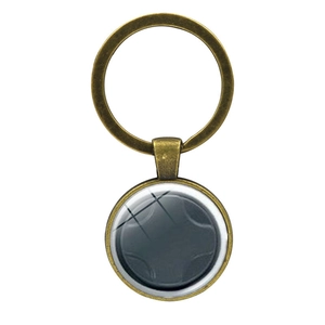 Video game controller glass cabochon keychain with bronze metal ring for gamers