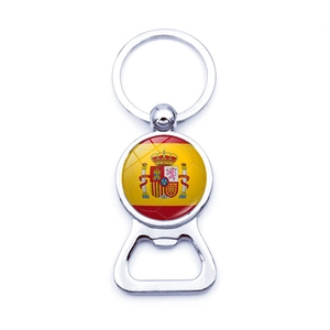 Spain flag creative football bottle opener keychain made of premium silver metal finish