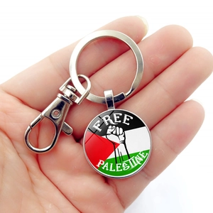 Porte-clés Drapeau Palestine Vintage Alliage Zinc Cabochon Verre Free Palestine Pendentif Homme Femme Bijoux Cadeau