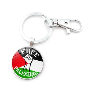 Porte-clés drapeau Palestine en métal avec fermoir et logo poing Free Palestine