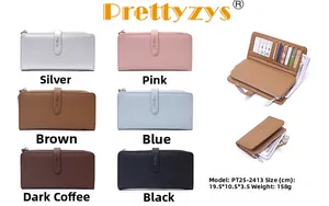 Internal structure of women long wallet with multi-card slots and coin zipper pocket