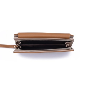Portefeuille long pour femme avec imprimé papillon, cuir PU brun et fentes pour cartes