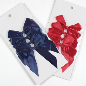 Double-layered satin bows with twist ties on display card for gift box decoration