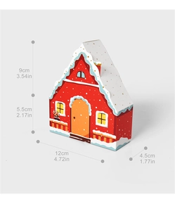 Detailed dimensions of red cottage gift box with 12x4.5x9cm size measurements