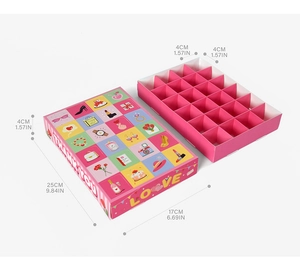 Pink Mother's Day surprise gift box with 24 compartments and thank you illustration