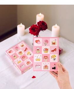 Pink DIY surprise blind box gift set with cartoon stickers and romantic candles decor