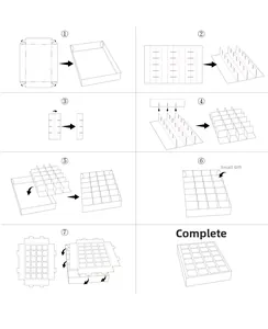 Step-by-step assembly guide for a 24-grid DIY white cardboard countdown calendar gift box