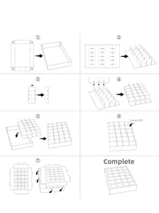 Step-by-step assembly guide for 24-grid Easter gift box showing folding and grid setup
