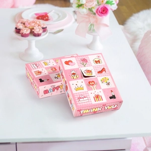 Pink heart pattern DIY surprise gift box set with windows for Mother's Day packaging