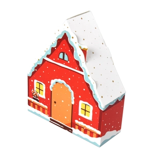 3D Christmas gingerbread house gift boxes in festive red for cookies and candies
