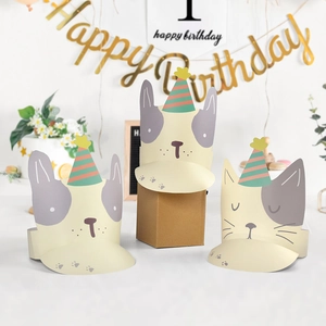 Gorros de fiesta plegables para mascotas con diseños de perros y gatos para cumpleaños