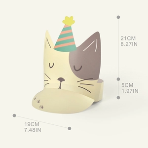 Cappellino pieghevole per compleanno gatto, dimensioni 21 cm di altezza e 19 cm di larghezza
