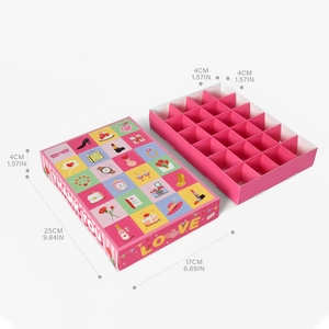 Pink 24-grid Valentine surprise gift box with dimensions 25x17x4cm for DIY presents