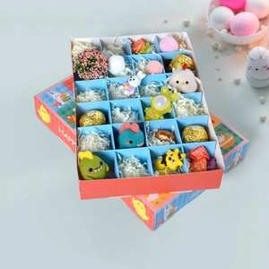 Easter surprise advent calendar box with 24 grids containing plush toys and treats