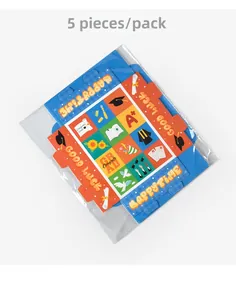 Detailed view of red and blue graduation surprise boxes with sunflower and diploma patterns
