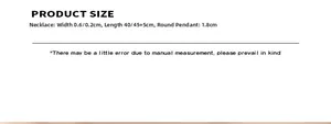 Size chart showing double-layered necklace length, width and medallion pendant diameter