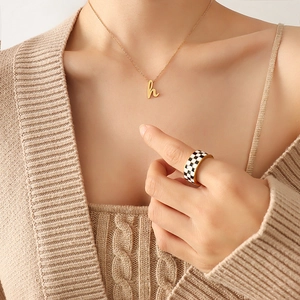 Collier Pendentif Lettre H Plaqué Or 18K Acier Inoxydable Bijoux Chaîne De Clavicule Minimaliste