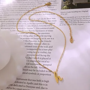 Collier avec pendentif lettre H plaqué or 18K minimaliste et chaîne de 40 cm réglable