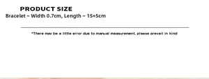 Guide des tailles montrant la largeur du bracelet 0,7cm et longueur 15+5cm