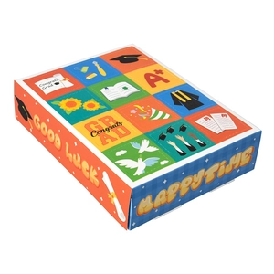 Colorful 12-grid DIY graduation surprise blind box with festive icons and patterns
