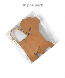 Set of 10 house-shaped kraft paper gift tags with natural jute twine for DIY decor