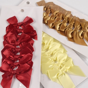 Mixed color satin polyester ribbon bows on card for hair accessories and gift wrapping