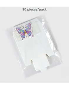 Flat view of 10pcs white embossed cardstock gift boxes with 3D bow ties in a pack