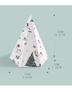 Spécifications de taille de la boîte cadeau pyramide de Noël en 15x10x6 cm
