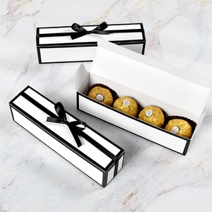 Scatole regalo rettangolari minimaliste con fiocco nero per cioccolatini o caramelle