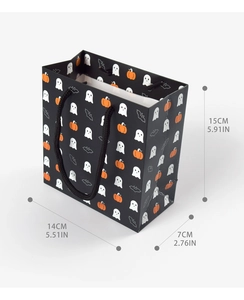 Especificaciones de tamaño del bolso de regalo de Halloween con fantasmas y calabazas