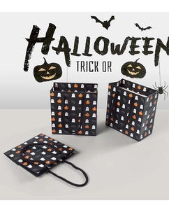 Bolsas de regalo de Halloween con estampados de fantasmas, calabazas y murciélagos