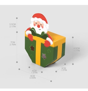 Detailansicht der Weihnachtsbox-Maße mit Stern-Ausschnitt und Weihnachtsmann-Motiv