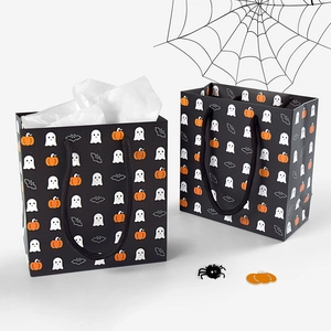 Halloween Geist Kürbis Fledermaus Muster Papier Geschenktüte Mit Griff Cartoon Tragbare Kleine Leckerli Tasche Für Party Halloween Zubehör