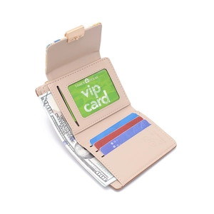 Women's multi-functional floral short wallet with card slots and bill compartment