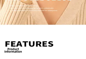 Detail of beige ribbed knit V-neck top showing textured fabric and high-quality stitching