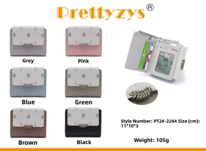 Detail view of compact zip wallet showing multiple card slots and leaf hardware accent