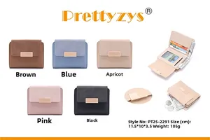Detailed view of women's short PU leather wallet with multiple card slots and colors