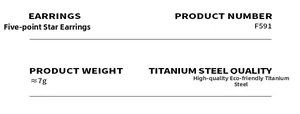 Specifications of star earrings made of high-quality titanium steel, model F591 weight 7g