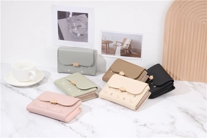 Detailed arrangement of floral pattern wallets with elegant metal flower clasps